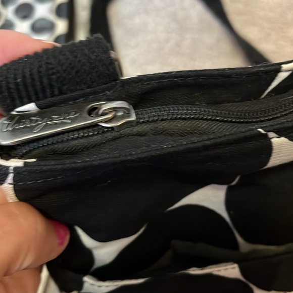 Polka dot black and white bag with wallet - Picture 4 of 8